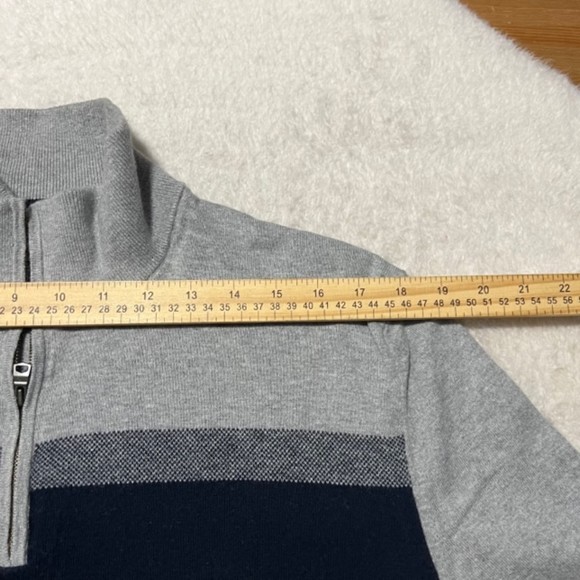 Banana Republic Mens Gray Blue Colorblock Cotton Cashmere Mock Neck Sweater Sz L - Picture 7 of 9